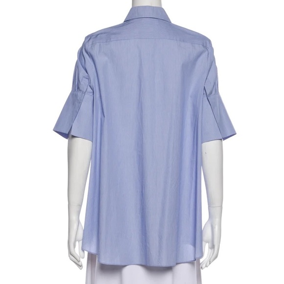 Prose & Poetry short sleeve striped oversized button up shirt in blue - Picture 2 of 10